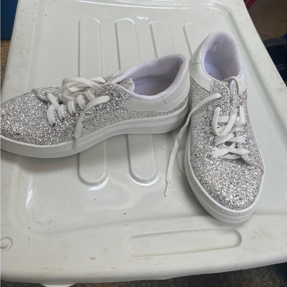Sparkly Silver Kids Sneakers